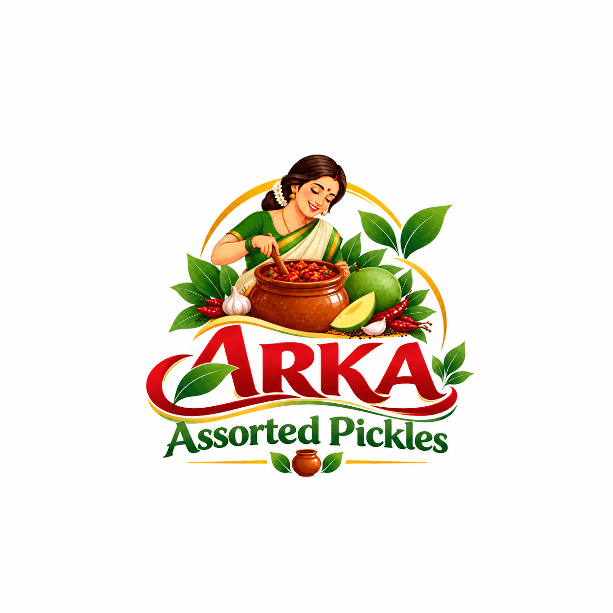 Arka Assorted Pickles traditional pickle preparation with stone mortar and authentic spices